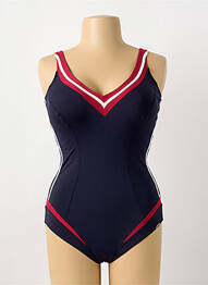 Costum de baie dintr-o singură piesă efect material satinat sutien balconet cu decolteu înalt albastru SUNFLAIR femme