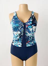 Costum de baie dintr-o singură piesă efect material satinat top triunghiuri albastru SUNMARIN femme