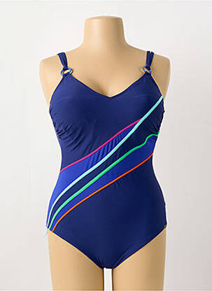 Costum de baie dintr-o singură piesă efect material satinat top triunghiuri albastru SUNFLAIR femeie