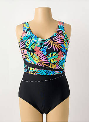 Costum de baie dintr-o singură piesă efect material satinat sutien cupe întregi cu decolteu înalt negru SUNMARIN femeie
