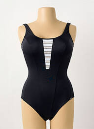 Costum de baie dintr-o singură piesă efect material satinat sutien balconet cu decolteu înalt negru LIDEA femme
