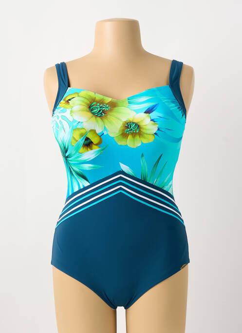 Costum de baie dintr-o singură piesă efect material satinat top sutien modelat albastru SUNFLAIR femme