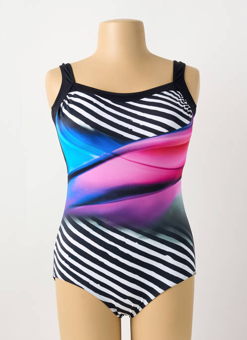 Costum de baie dintr-o singură piesă efect material satinat top sutien modelat negru SUNFLAIR femme