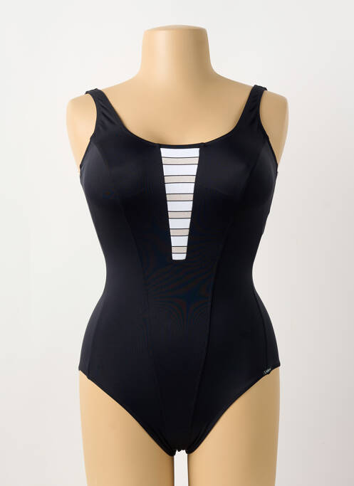 Costum de baie dintr-o singură piesă efect material satinat sutien balconet cu decolteu înalt negru LIDEA femme