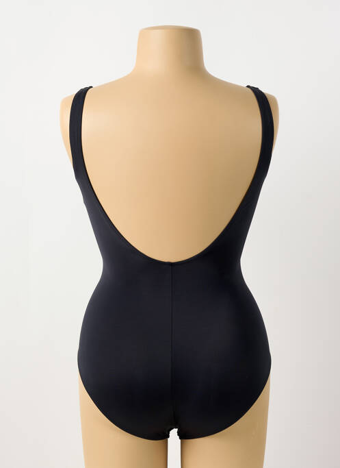 Costum de baie dintr-o singură piesă efect material satinat sutien balconet cu decolteu înalt negru LIDEA femme