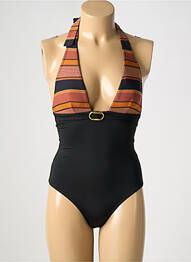 Costum de baie dintr-o singură piesă efect material satinat negru LIVIA femme