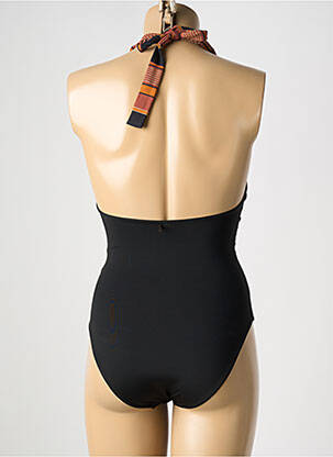 Costum de baie dintr-o singură piesă efect material satinat negru LIVIA femeie