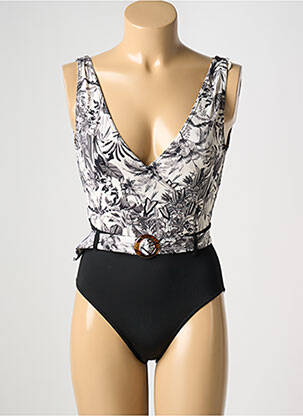 Costum de baie dintr-o singură piesă efect material satinat negru LIVIA femeie