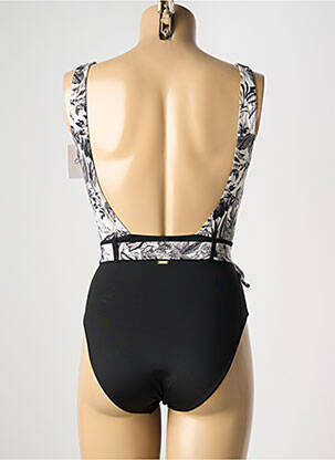 Costum de baie dintr-o singură piesă efect material satinat negru LIVIA femeie