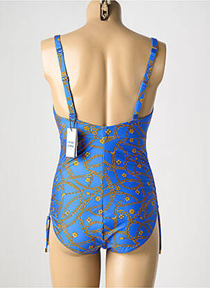 Costum de baie dintr-o singură piesă efect material satinat sutien cupe întregi cu decolteu înalt albastru PRIMADONNA femeie