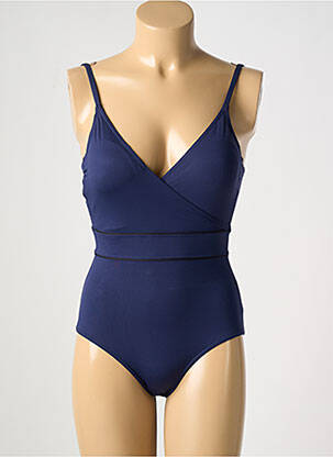 Costum de baie dintr-o singură piesă efect material satinat top sutien modelat albastru SIMONE PERELE femeie