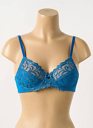 Sutien efect material satinat sutien cupe întregi cu decolteu înalt albastru TRIUMPH femeie
