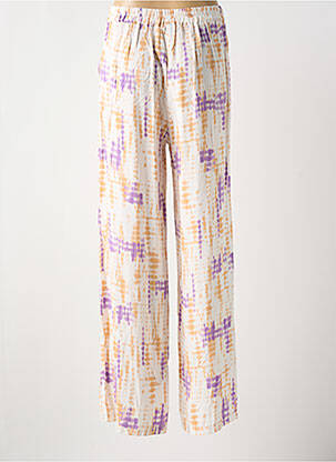 Pantalon larg țesătură poplin mărime normală bej VINTAGE LOVE femeie