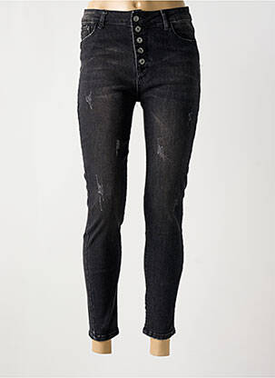 Blugi skinny efect uzat decolorat talie înaltă negru JEANS WEAR femeie