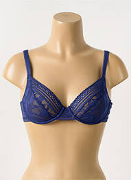 Sutien efect material satinat sutien cupe întregi cu decolteu înalt albastru PASSIONATA femme