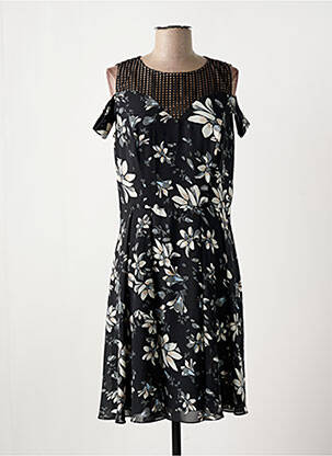 Rochie midi imprimeu floral mâneci scurte negru PAUL BRIAL femeie