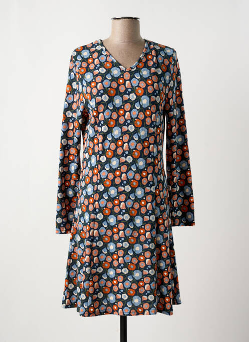 Rochie midi imprimeu floral mâneci lungi albastru MD'M femme