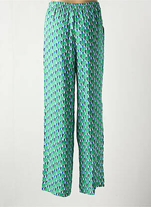 Pantalon drept țesătură crep mărime normală verde C'EST BEAU LA VIE femeie