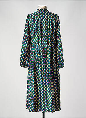 Rochie midi imprimeu fantezie mâneci lungi verde C'EST BEAU LA VIE femeie