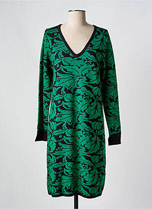 Rochie pulover guler în v mâneci lungi verde CREAM femeie