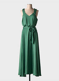 Rochie lungă croială evazată bretele subțiri verde MD'M femme