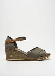 Sandale/pantofi decupați țesătură satinată toc de 4 la 6 cm verde TOMMY HILFIGER femme