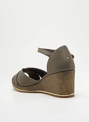Sandale/pantofi decupați țesătură satinată toc de 4 la 6 cm verde TOMMY HILFIGER femeie