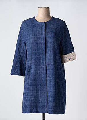 Palton lung croială dreaptă fără glugă albastru TRENCH & COAT femeie