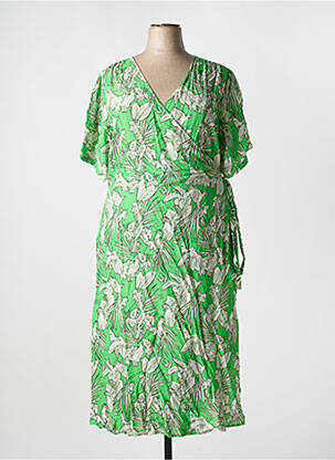 Rochie midi croială fluidă mâneci scurte verde AGATHE & LOUISE femeie