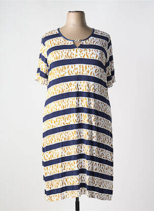 Rochie midi imprimeu fantezie mâneci scurte albastru MSN femeie