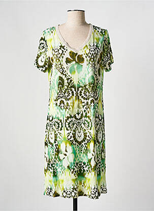 Rochie midi imprimeu fantezie mâneci scurte verde MSN femeie