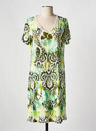 Rochie midi imprimeu fantezie mâneci scurte verde MSN femeie