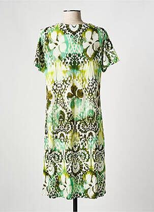 Rochie midi imprimeu fantezie mâneci scurte verde MSN femeie
