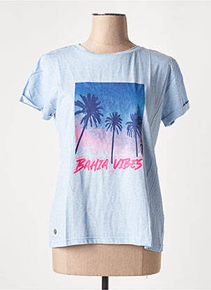 Tricou serigrafie mâneci scurte albastru J&JOY femeie