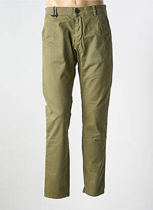 Pantalon chino închidere cu fermoar sub clapetă cu nasturi verde PULL IN femeie