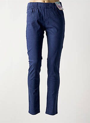 Pantalon slim talie elastică mărime normală albastru QUATRE VINGT JOURS femeie