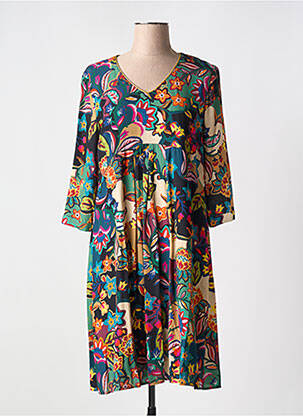 Rochie midi imprimeu floral mâneci 3/4 negru GRIFFON femeie