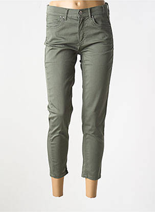 Pantalon 7/8 țesătură poplin mărime normală verde ANNA MONTANA femeie