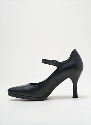 Pantofi cu toc țesătură satinată toc de 7 la 9 cm negru DESIREE femeie
