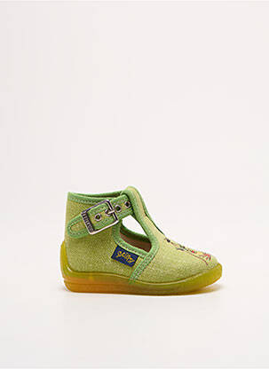 Papuci/pantofi de casă țesătură satinată vârf rotund verde BELLAMY fată