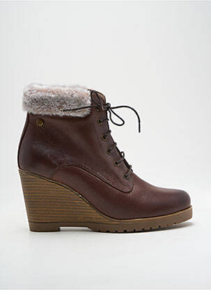 Botine/ghete material neted toc de 7 la 9 cm maro CARMELA femeie