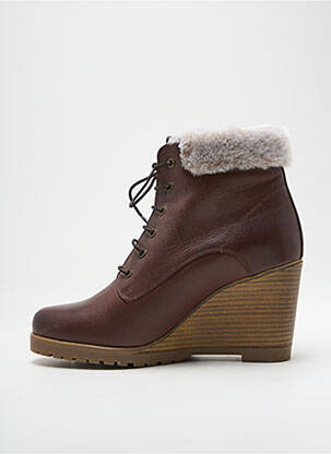 Botine/ghete material neted toc de 7 la 9 cm maro CARMELA femeie