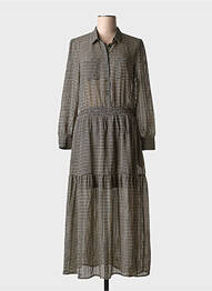 Rochie lungă mâneci lungi mâneci lungi gri RUE MAZARINE femeie