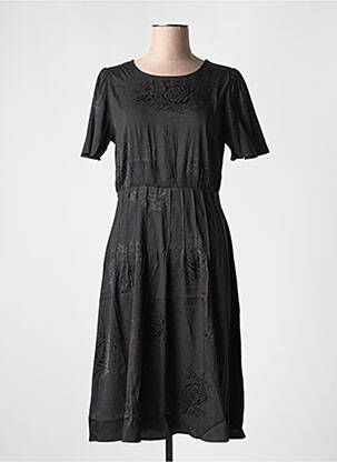 Rochie midi croială fluidă mâneci scurte negru CHERRY PARIS femeie