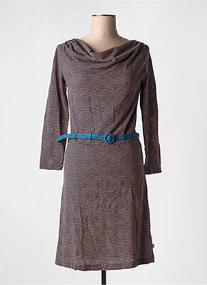 Rochie midi imprimeu fantezie mâneci lungi albastru FROY & DIND femeie