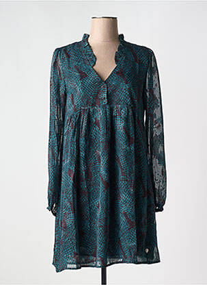 Rochie scurtă croială fluidă mâneci lungi verde FREEMAN T.PORTER femeie