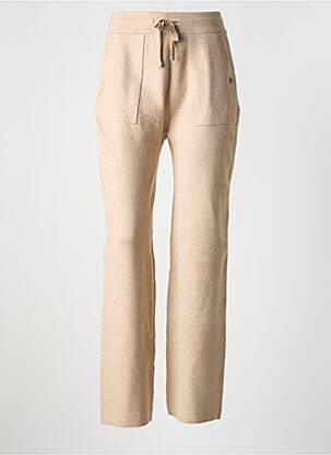 Pantalon drept talie elastică bej GARCIA femeie