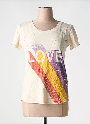 Tricou croială dreaptă mâneci scurte bej LEON & HARPER femeie