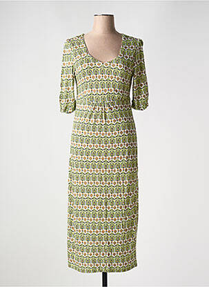 Rochie midi imprimeu fantezie mâneci scurte verde AGATHE & LOUISE femeie