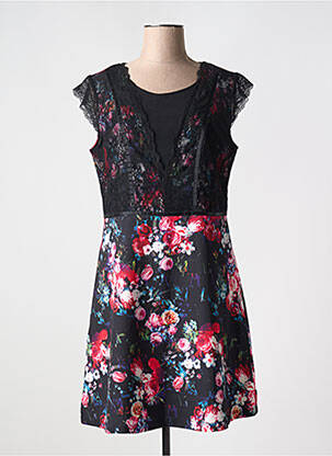 Rochie midi imprimeu floral mâneci scurte negru JUS D'ORANGE femeie